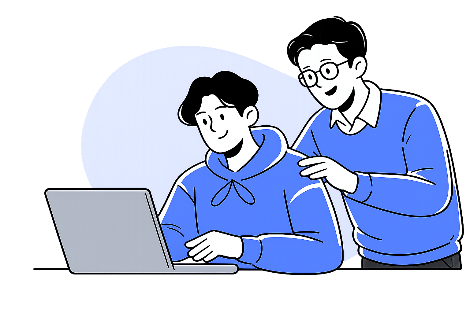 Students collaborating on application planning